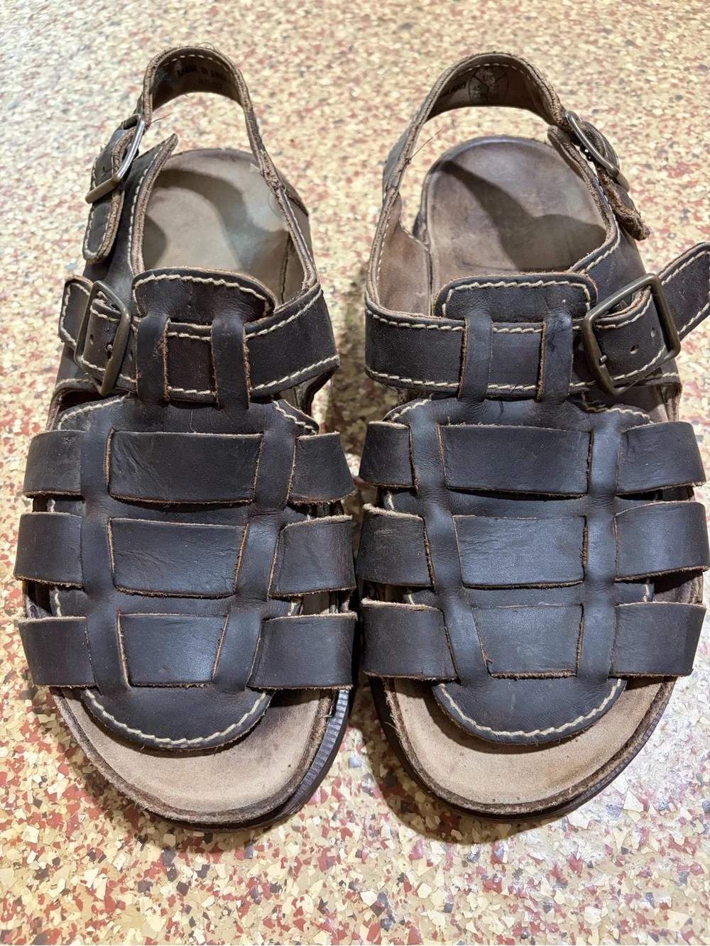 Vintage Dr. Martens Men's Dark Brown Leather Fisherman Sandals